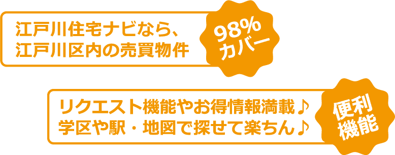 江戸川住宅naviなら江戸川区内の売買物件98%カバー！リクエスト機能やお得情報満載♪学区や駅・地図で探せて楽ちん♪